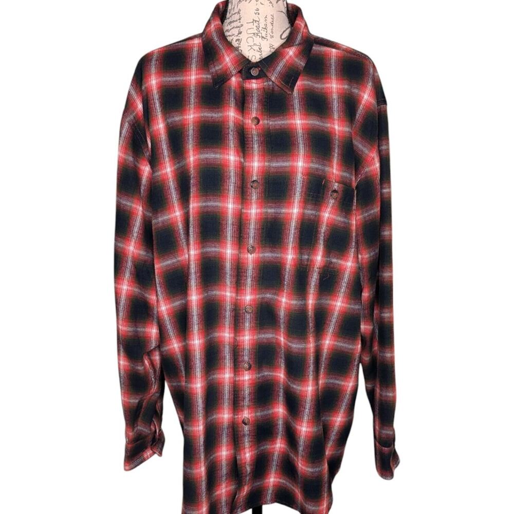 Blue Mountain NWOT Mens Long Sleeve Button Up Flannel Size XL Red/Black Plaid